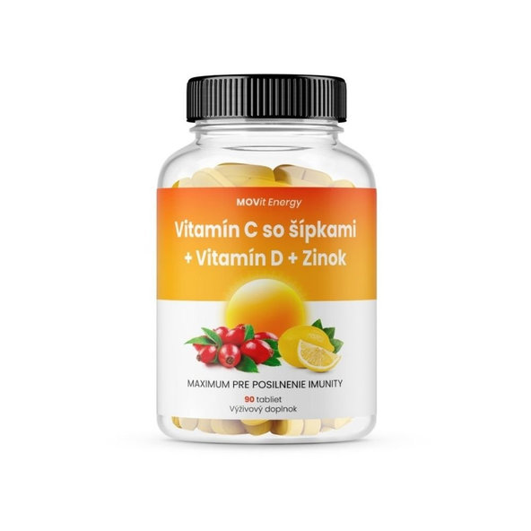 MOVit Energy Vitamin C 1200 mg se šípky + Vit. D + zinek 90 tablet