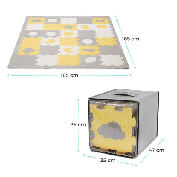 Kinderkraft Select penová podložka Luno Shapes 185x165 cm Yellow 30 ks