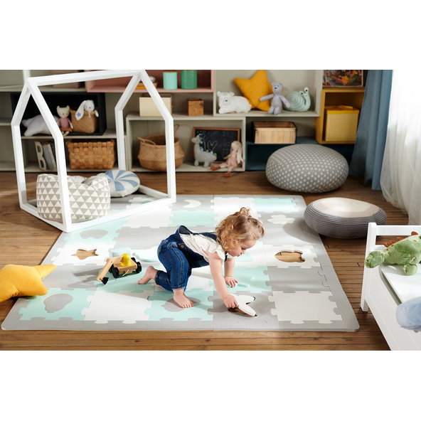 Kinderkraft Select penová podložka Luno Shapes 185x165 cm Yellow 30 ks