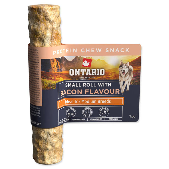 Ontario Protein Bacon žvýkací rolka pro psy Small 1 ks 12,7 cm