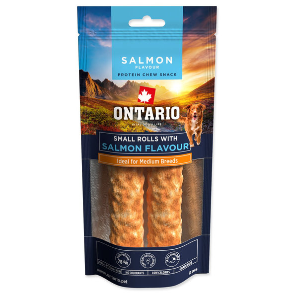 Ontario Protein Žvýkací rolka malá pro psy příchuť losos 12,7 cm 2 ks