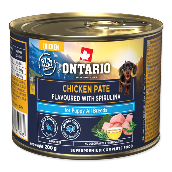 Ontario Puppy kuřecí paštika se spirulinou pro štěňata 200 g