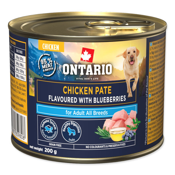 Ontario Adult kuřecí paštika s borůvkami pro psy 200 g