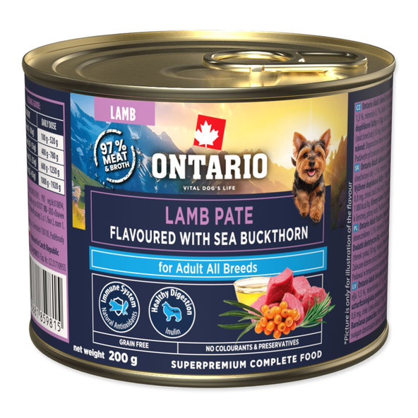 Ontario Adult jehněčí paštika s rakytníkem pro psy 200 g