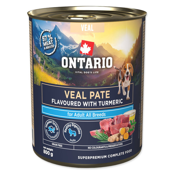Ontario Adult konzerva pro psy telecí paštika s příchutí kurkumy 800 g