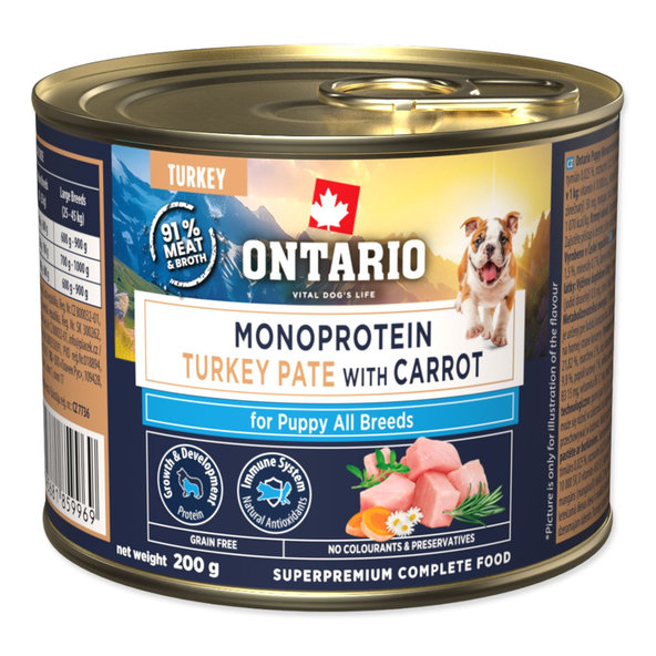 Ontario Puppy Monoprotein krůtí paštika s mrkví pro štěňata 200 g