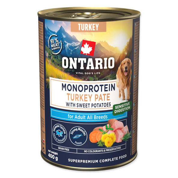 Ontario Adult Monoprotein krůtí paštika s batáty pro psy 400 g