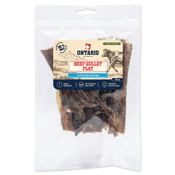 Ontario Pure Nature sušený plochý hovězí jícen pro psy 100 g
