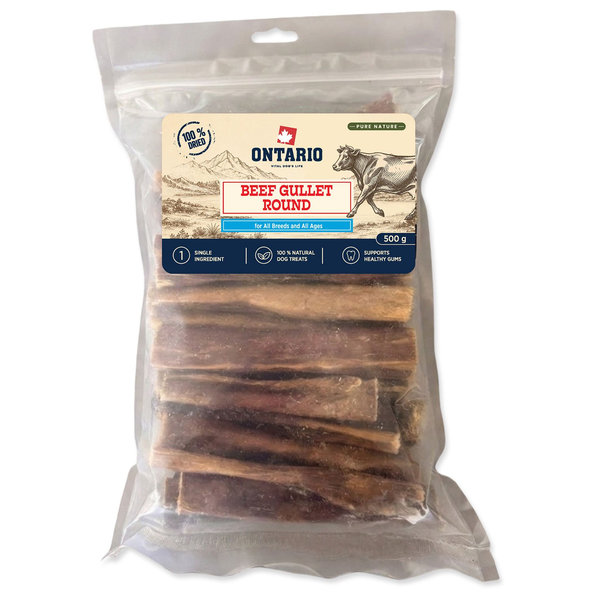 Ontario Pure Nature sušený kulatý hovězí jícen pro psy 500 g