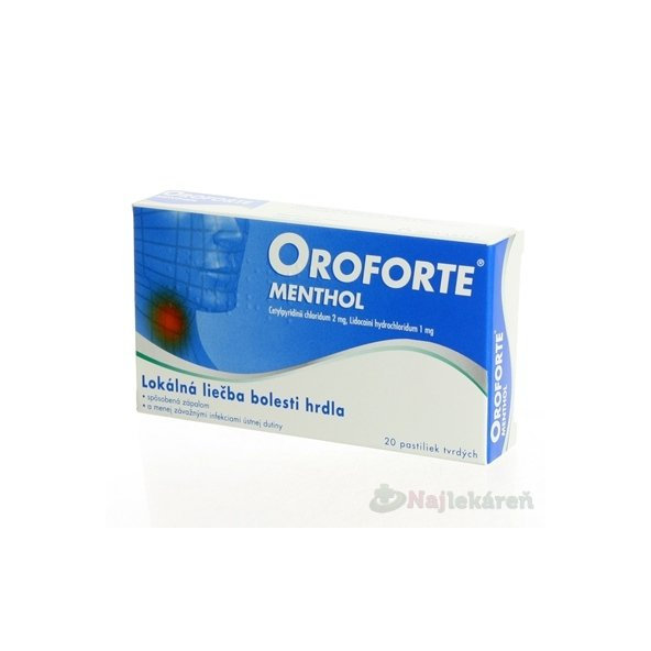 Oroforte menthol na bolest v krku 20 pastilek