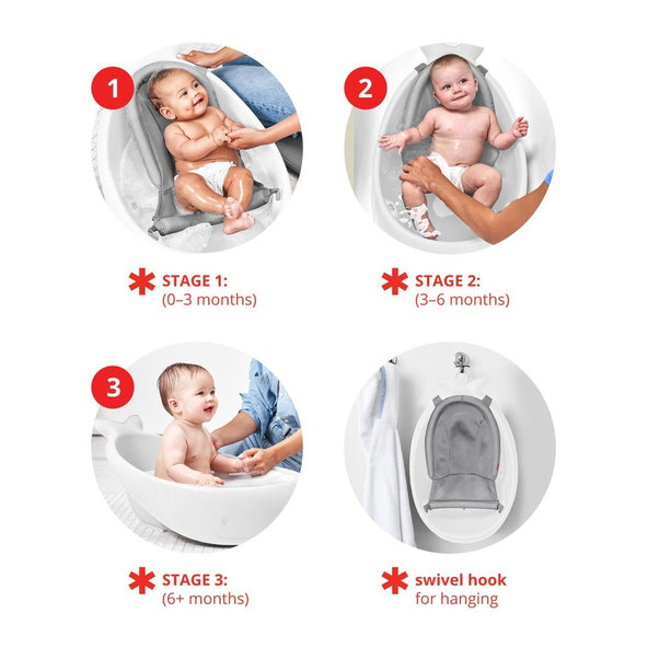 SKIP HOP Moby Vanička s ergonomickou podložkou 3-fázová bílá