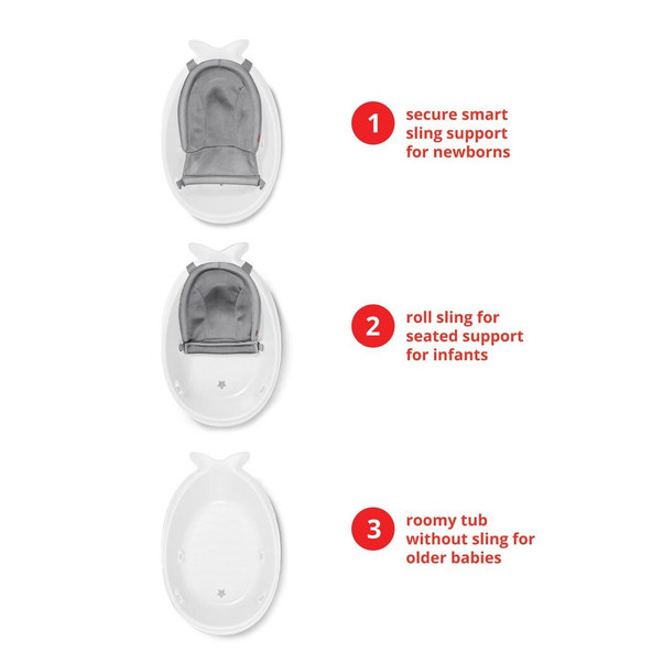 SKIP HOP Moby Vanička s ergonomickou podložkou 3-fázová bílá