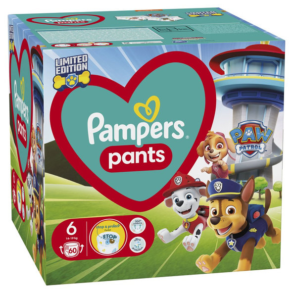 Pampers Active Baby Pants Paw Patrol kalhotky 14–19 kg vel. 6 60 ks