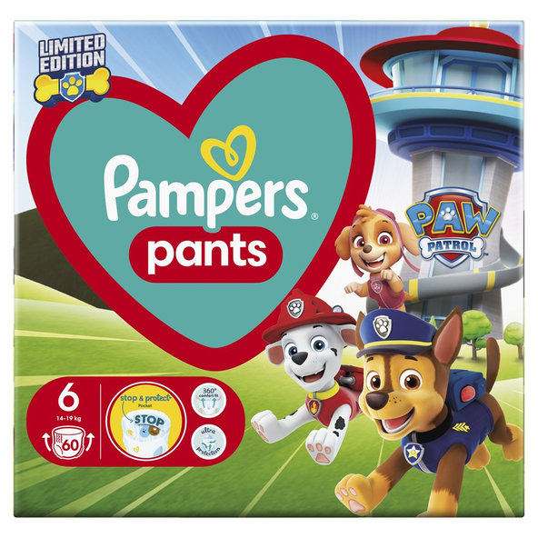Pampers Active Baby Pants Paw Patrol kalhotky 14–19 kg vel. 6 60 ks