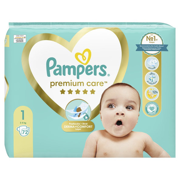 Pampers Premium Care jednorázové pleny 2–5 kg vel. 1 72 ks