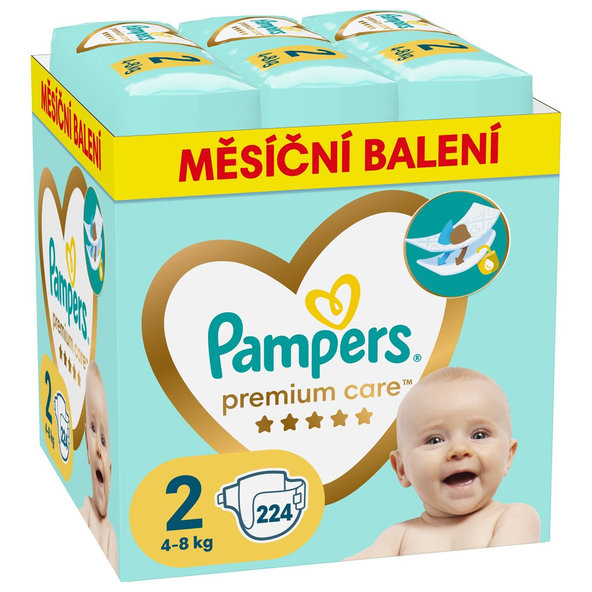 Pampers Premium Care jednorázové pleny 4–8 kg vel. 2 224 ks