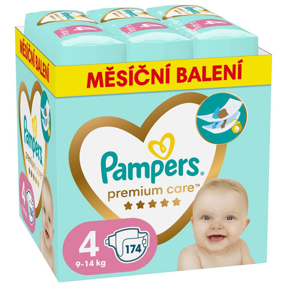 Pampers Premium Care jednorázové pleny 9–14 kg vel. 4 174 ks