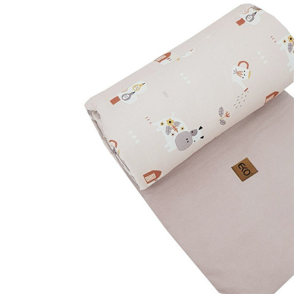 EKO Chránič do postýlky Velvet My Farm Powder Pink 180 x 35 cm