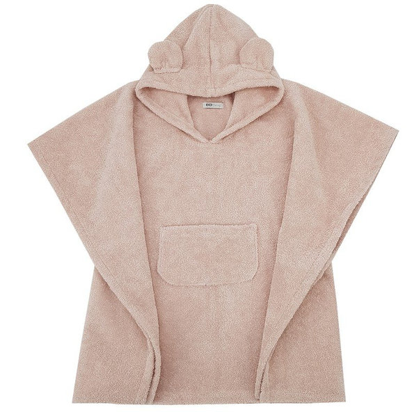 EKO Pončo bavlněné s kapucí a oušky Powder Pink 75 x 120 cm