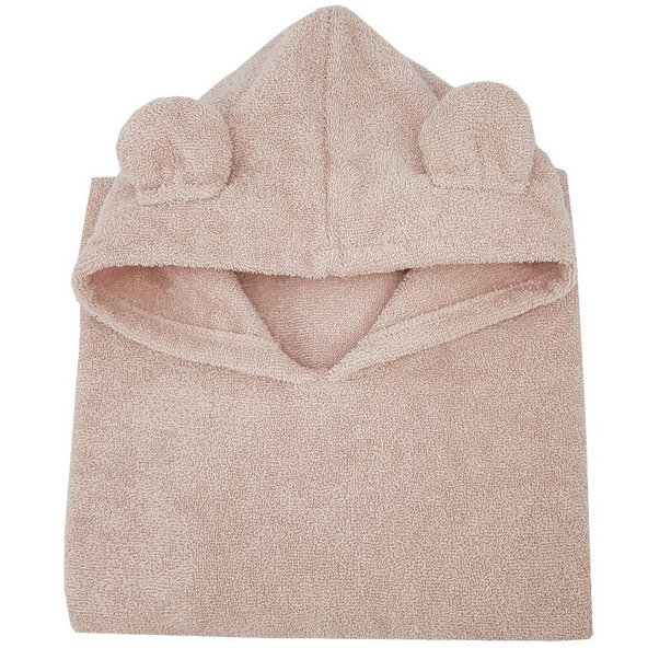 EKO Pončo bavlněné s kapucí a oušky Powder Pink 75 x 120 cm