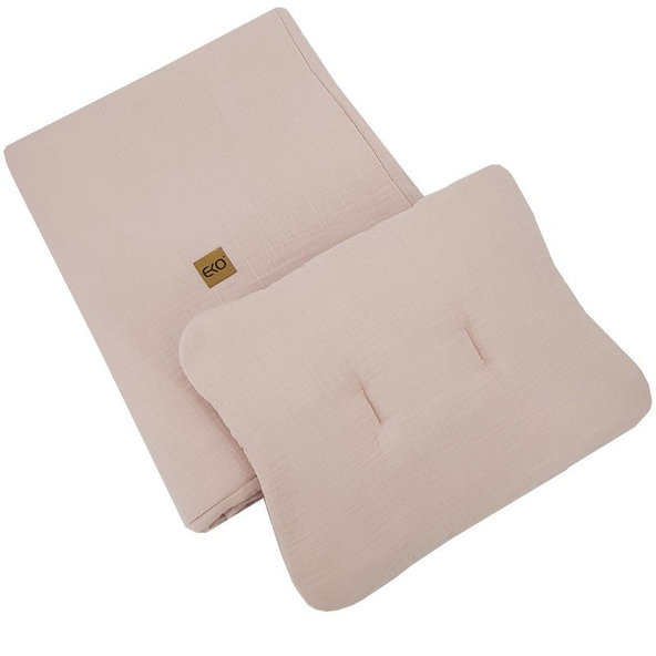 EKO Sada do postýlky 2-dílná mušelínová Powder Pink 75x100 + 30x40 cm