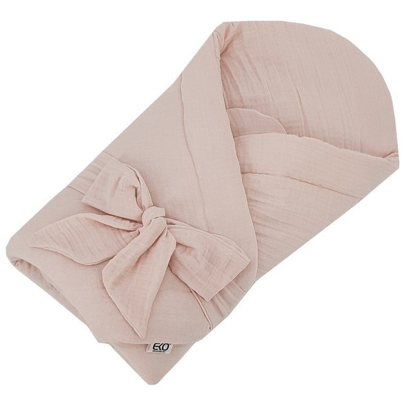 EKO Zavinovačka mušelínová s mašlí Powder Pink 75 x 75 cm
