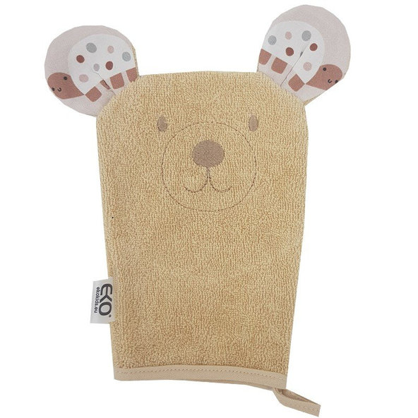 EKO Žínka bavlněná s oušky Bear Beige 20 x 15 cm