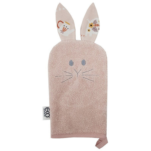 EKO Žínka bavlněná s oušky Bunny Rose Pink 20 x 15 cm