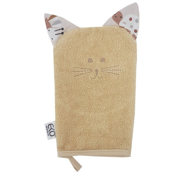 EKO Žínka bavlněná s oušky Cat Beige 20 x 15 cm