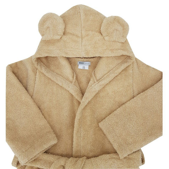 EKO Župan bavlněný s kapucí a oušky Beige vel. 80–86