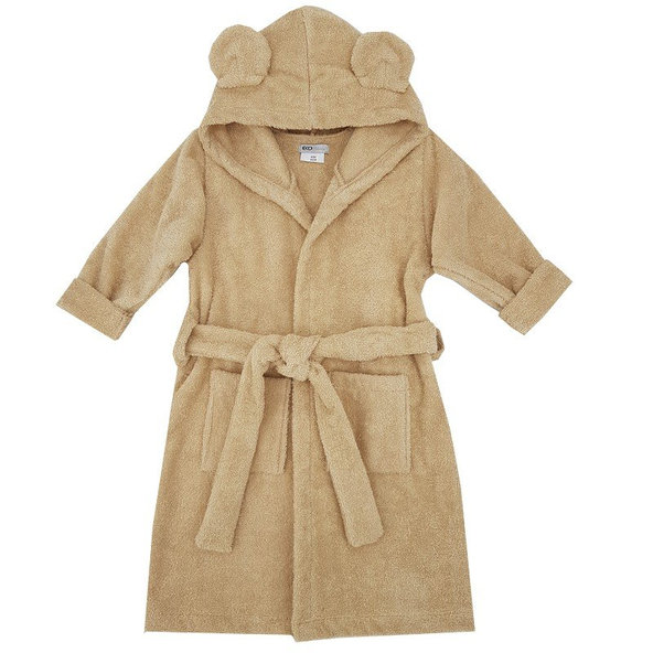 EKO Župan bavlněný s kapucí a oušky Beige vel. 80–86