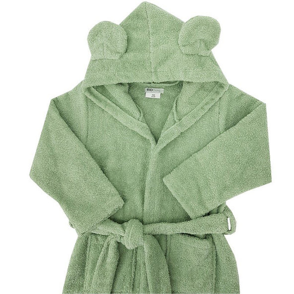 EKO Župan bavlněný s kapucí a oušky Olive Green vel. 92–98