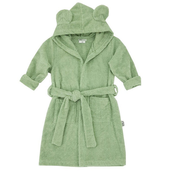 EKO Župan bavlněný s kapucí a oušky Olive Green vel. 92–98