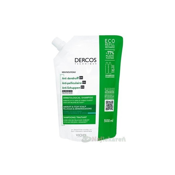 VICHY Dercos náhradní náplň šampon proti mastným lupům 390 ml
