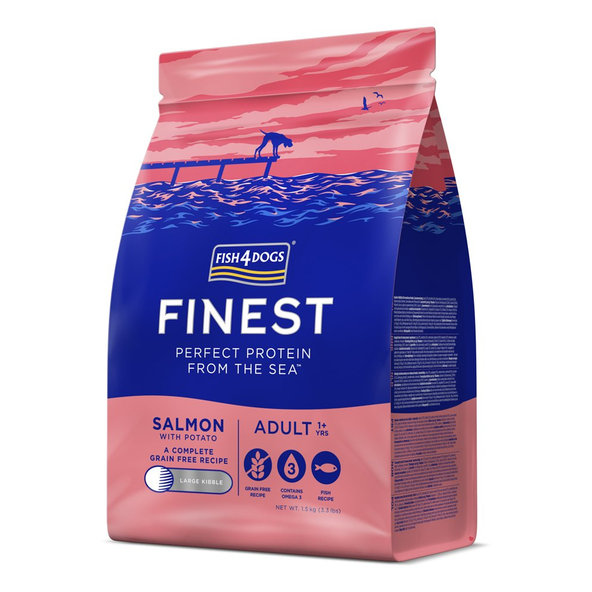 Fish4Dogs Finest Adult granule malé losos s bramborami 1+ 1,5 kg