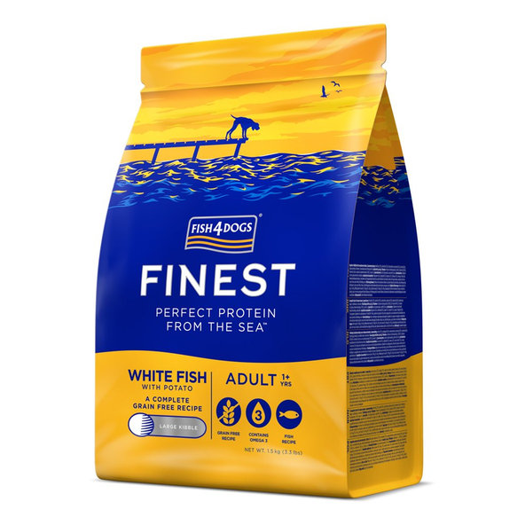 FISH4DOGS Finest Adult velké granule bílá ryba s brambory 1+ 1,5 kg