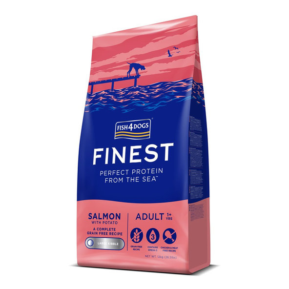 Fish4Dogs Finest Adult granule losos s bramborami 1+ 12 kg