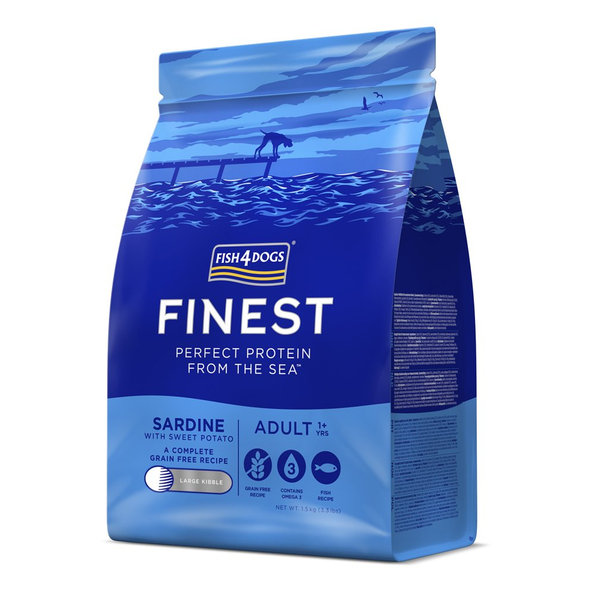 FISH4DOGS Finest Adult velké granule sardinka s batáty 1+ 1,5 kg
