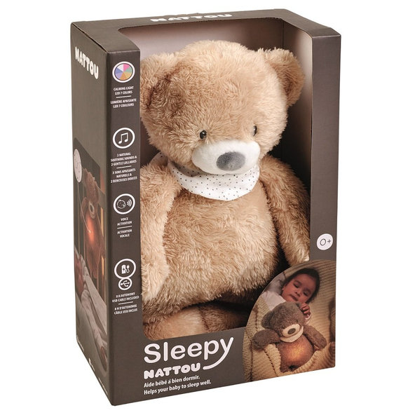 NATTOU Uspávač 4v1 Sleepy Bear Beige hudební se světýlkem 0 m+