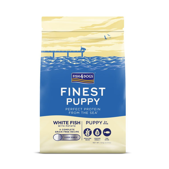 Fish4Dogs Finest Puppy granule bílá ryba s bramborami 2 m+ 1,5 kg