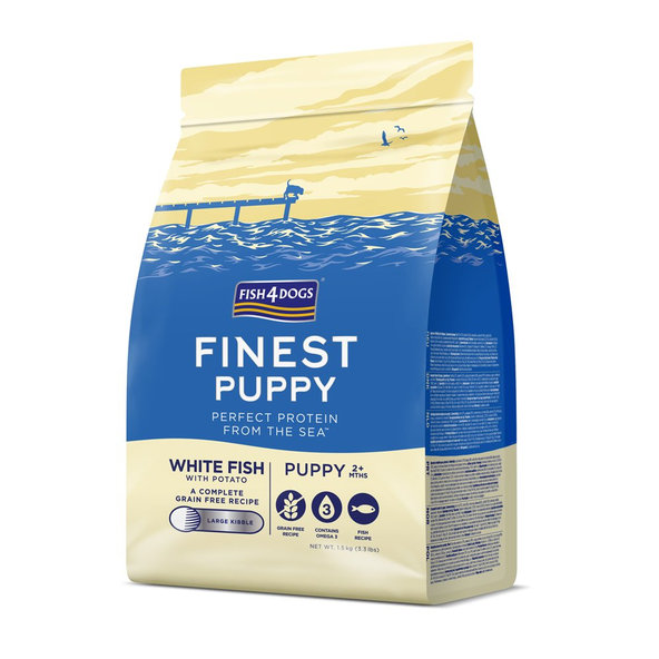 Fish4Dogs Finest Puppy granule bílá ryba s bramborami 2 m+ 1,5 kg