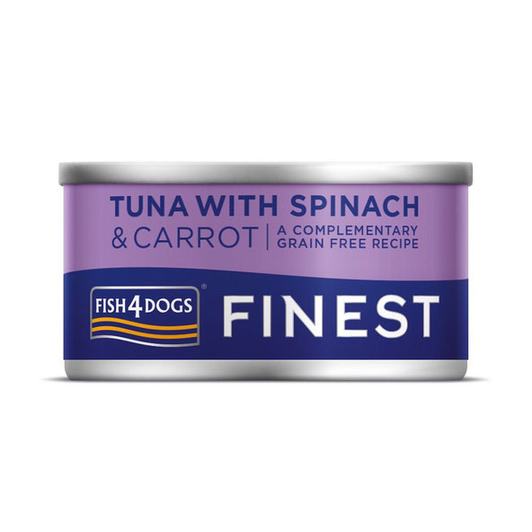 FISH4DOGS Finest konzerva pro psy tuňák s mrkví a špenátem 85 g