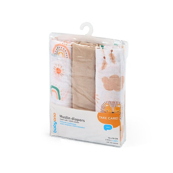 Babyono mušelínové pleny Super Soft starorůžová 3 ks