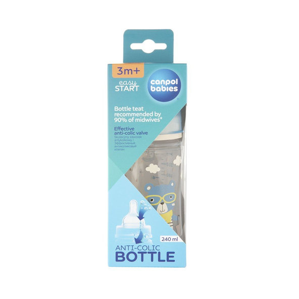 Canpol Babies Bonjour Paris široká kojenecká láhev modrá 240 ml