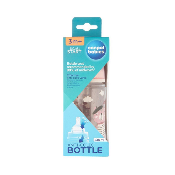 Canpol Babies Bonjour Paris široká kojenecká láhev růžová 240 ml
