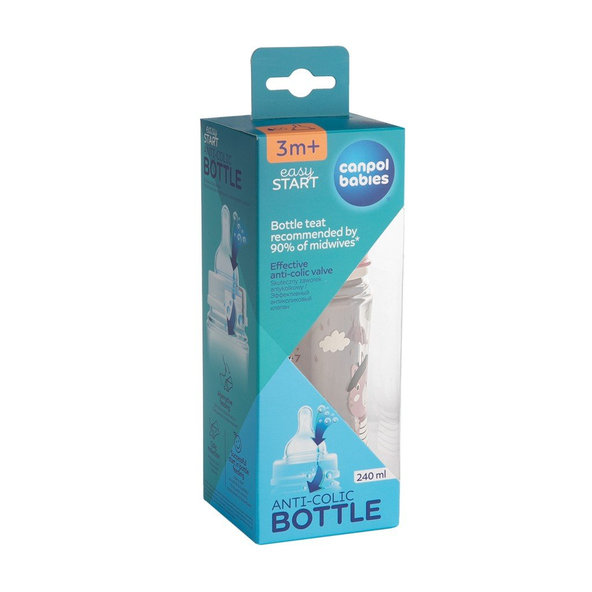 Canpol Babies Bonjour Paris široká kojenecká láhev růžová 240 ml