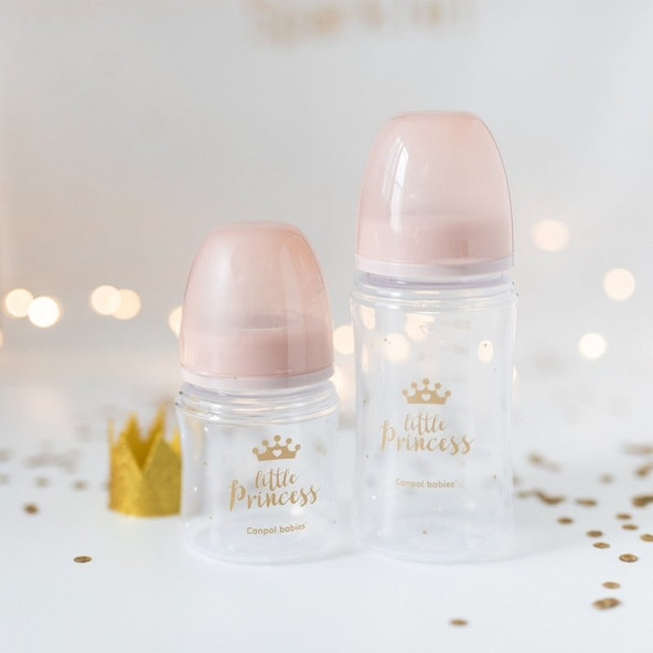 Canpol Babies láhev se širokým hrdlem Royal Baby růžová 240 ml