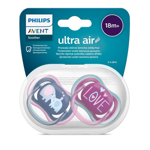 Philips AVENT dudlík Ultra Air 18 m+ dívčí slon 2 ks