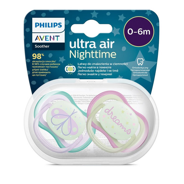 Philips AVENT dudlík Ultra Air noční 0–6 m dívčí 2 ks