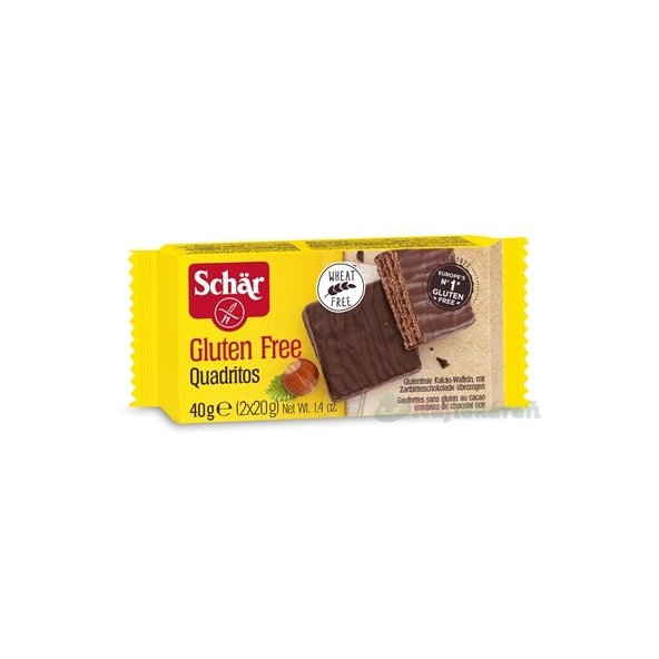 Schär Quadritos kakaové oplatky v hořké čokoládě 40 g